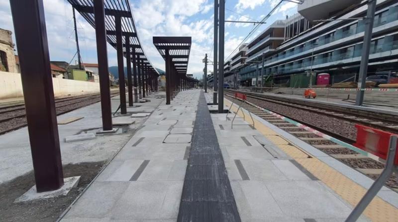 pavimentazione lastre granito e diorite linea tramviaria t2 bergamo